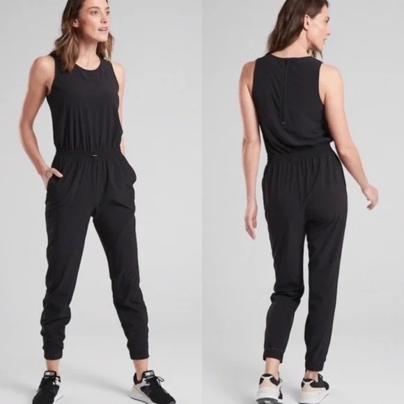 Athleta Pants - Athleta Black Hillside Romper Jumpsuit Size Two Jogger Bottom  Athletic Sporty